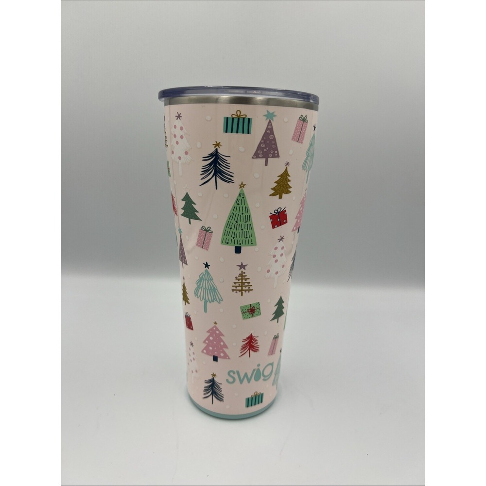 Swig Life Sugar Trees Christmas Tumbler Pink Trees Presents 32 oz Rare